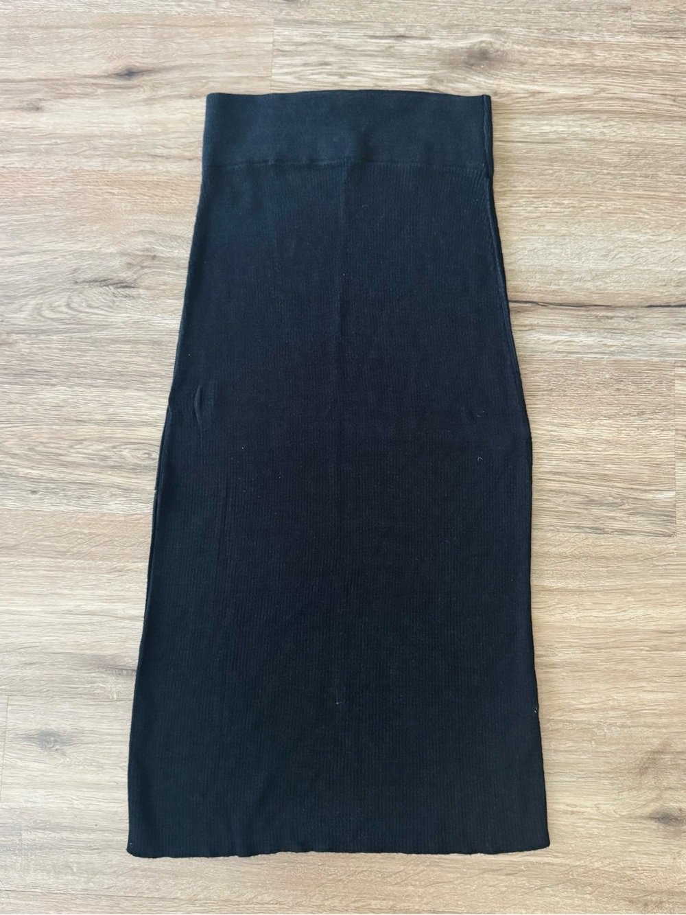 Free People Black Ribbed Midi Pencil Skirt